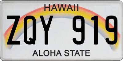 HI license plate ZQY919
