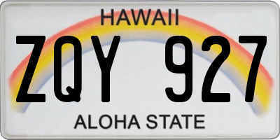 HI license plate ZQY927