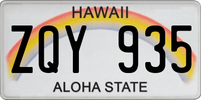 HI license plate ZQY935