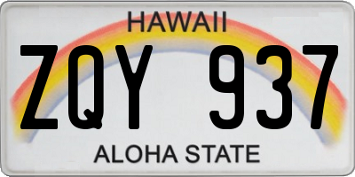 HI license plate ZQY937