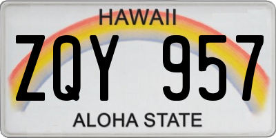 HI license plate ZQY957