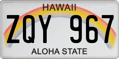 HI license plate ZQY967