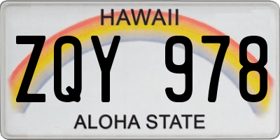 HI license plate ZQY978