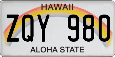 HI license plate ZQY980