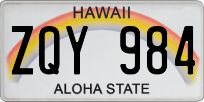 HI license plate ZQY984