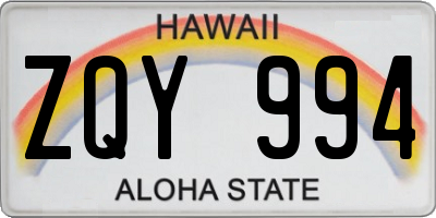 HI license plate ZQY994