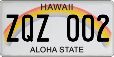 HI license plate ZQZ002
