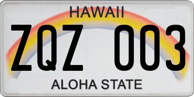 HI license plate ZQZ003