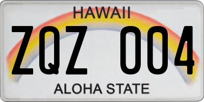 HI license plate ZQZ004
