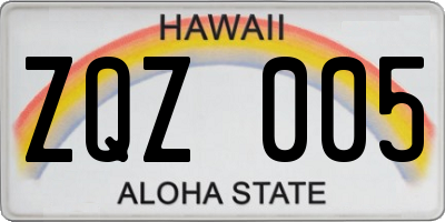 HI license plate ZQZ005