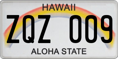 HI license plate ZQZ009