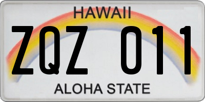 HI license plate ZQZ011