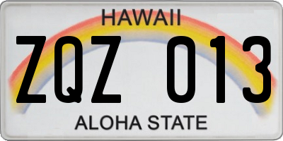 HI license plate ZQZ013
