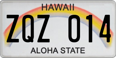 HI license plate ZQZ014
