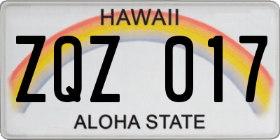 HI license plate ZQZ017