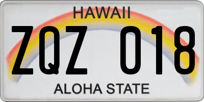 HI license plate ZQZ018