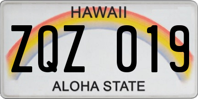 HI license plate ZQZ019