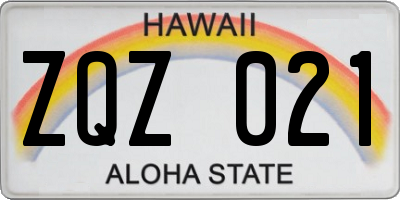 HI license plate ZQZ021