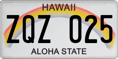 HI license plate ZQZ025
