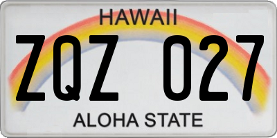 HI license plate ZQZ027
