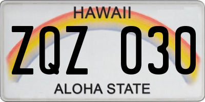 HI license plate ZQZ030