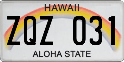 HI license plate ZQZ031