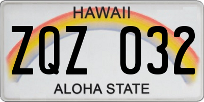 HI license plate ZQZ032