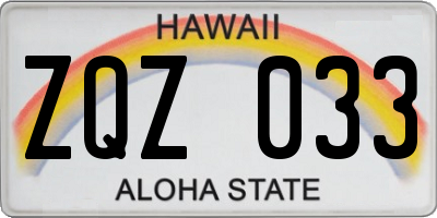 HI license plate ZQZ033