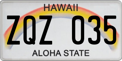 HI license plate ZQZ035