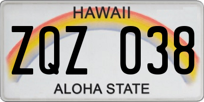HI license plate ZQZ038