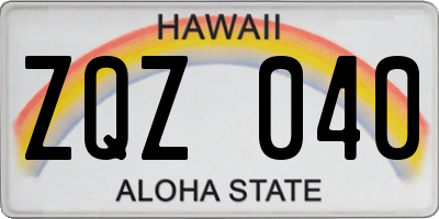 HI license plate ZQZ040