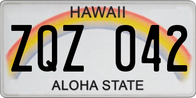 HI license plate ZQZ042