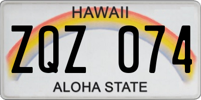 HI license plate ZQZ074