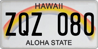 HI license plate ZQZ080