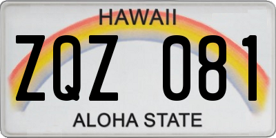 HI license plate ZQZ081