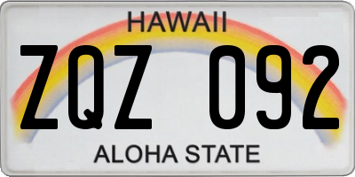 HI license plate ZQZ092
