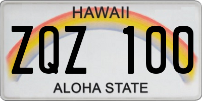 HI license plate ZQZ100