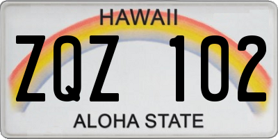 HI license plate ZQZ102