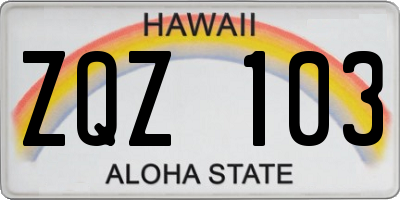 HI license plate ZQZ103