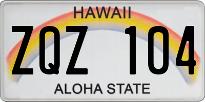 HI license plate ZQZ104