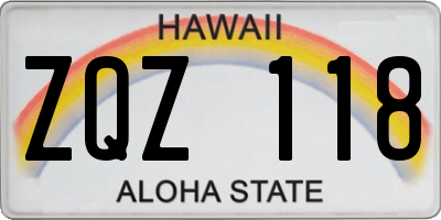 HI license plate ZQZ118