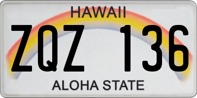 HI license plate ZQZ136