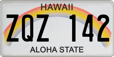 HI license plate ZQZ142