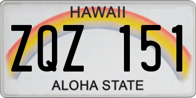 HI license plate ZQZ151