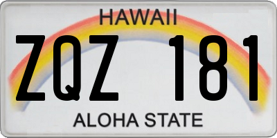 HI license plate ZQZ181