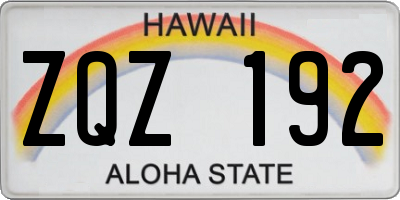 HI license plate ZQZ192