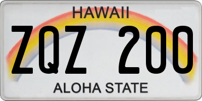 HI license plate ZQZ200