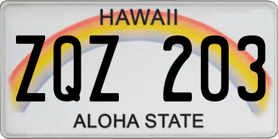 HI license plate ZQZ203