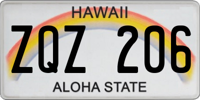 HI license plate ZQZ206