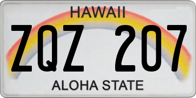 HI license plate ZQZ207